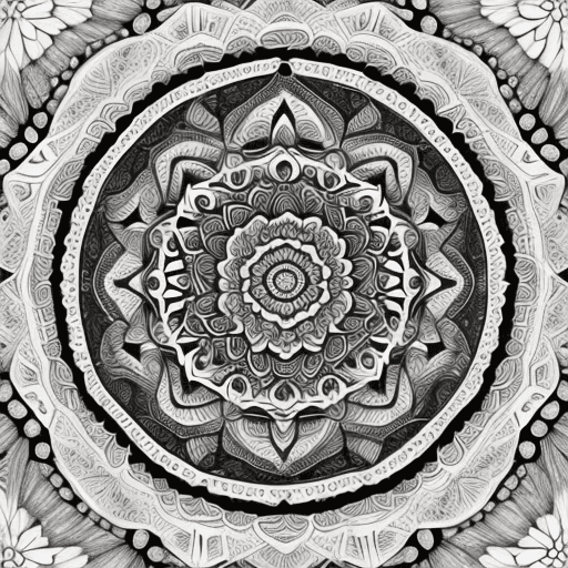 AI generated: high resolution b/w professional mandalas for  relaxing while colouring it. I need that they are 5/1...