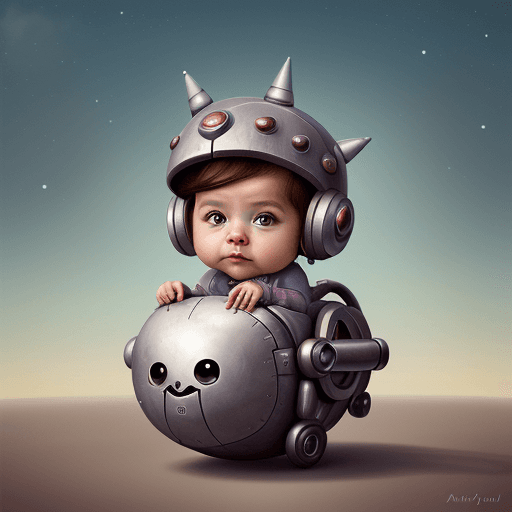 AI generated: Cute and adorable cartoon iron heart as baby, fantasy, dreamlike, surrealism, super cute, trending o...