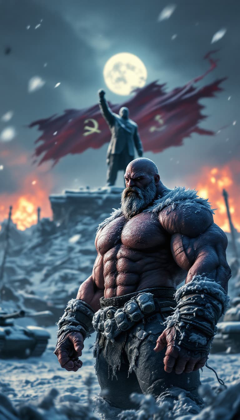 AI generated: New Background Setting – Frozen Soviet Battlefield
Zangief stands in the middle of a frozen battlefi...