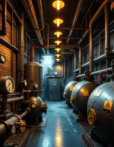 industrial boiler room background