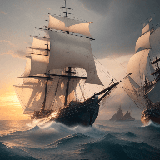 AI generated: Photo of a ultra realistic sailing ship, dramatic light, pale sunrise, cinematic lighting, battered,...