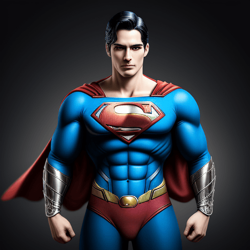 AI generated: Puppy wolf with superman costume, elegant computer geek, chibi and real style, masterpiece, realisti...