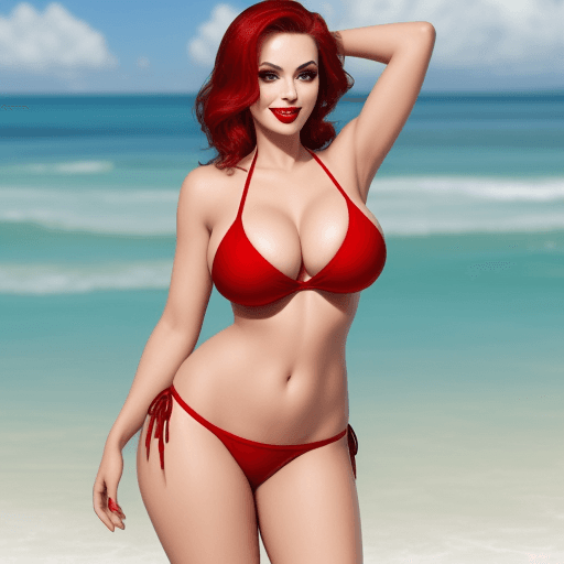 AI generated: Sexy teacher lipstick school background showing full body Bikini red full makeup