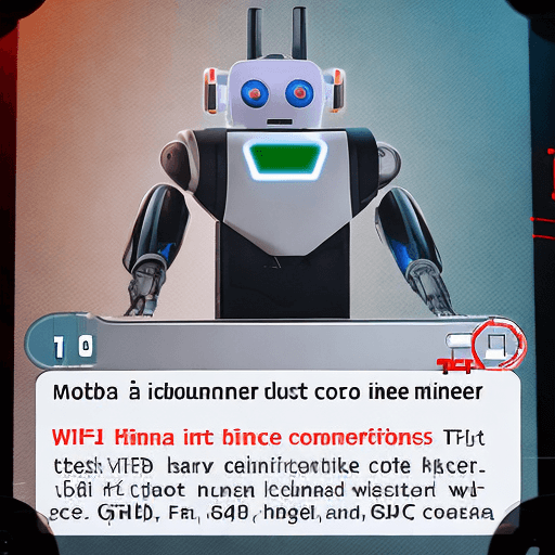 AI generated: robot is built from pc components. It has circle head, ears like wi-fi antennas, eyes is old graphic...