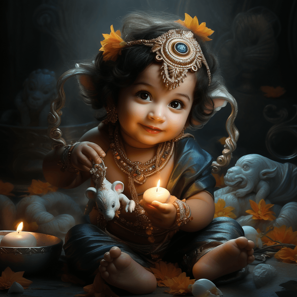 AI generated: In the heavenly abode of Lord Shiva and Goddess Parvati, a delightful twist occurs, When the mischie...
