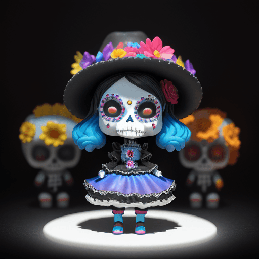 AI generated: full body character catrina, resin figurine, funko doll, dia de muertos art, dia de los muertos, coc...