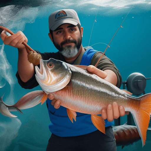 AI generated: juan pescando un pescado grande