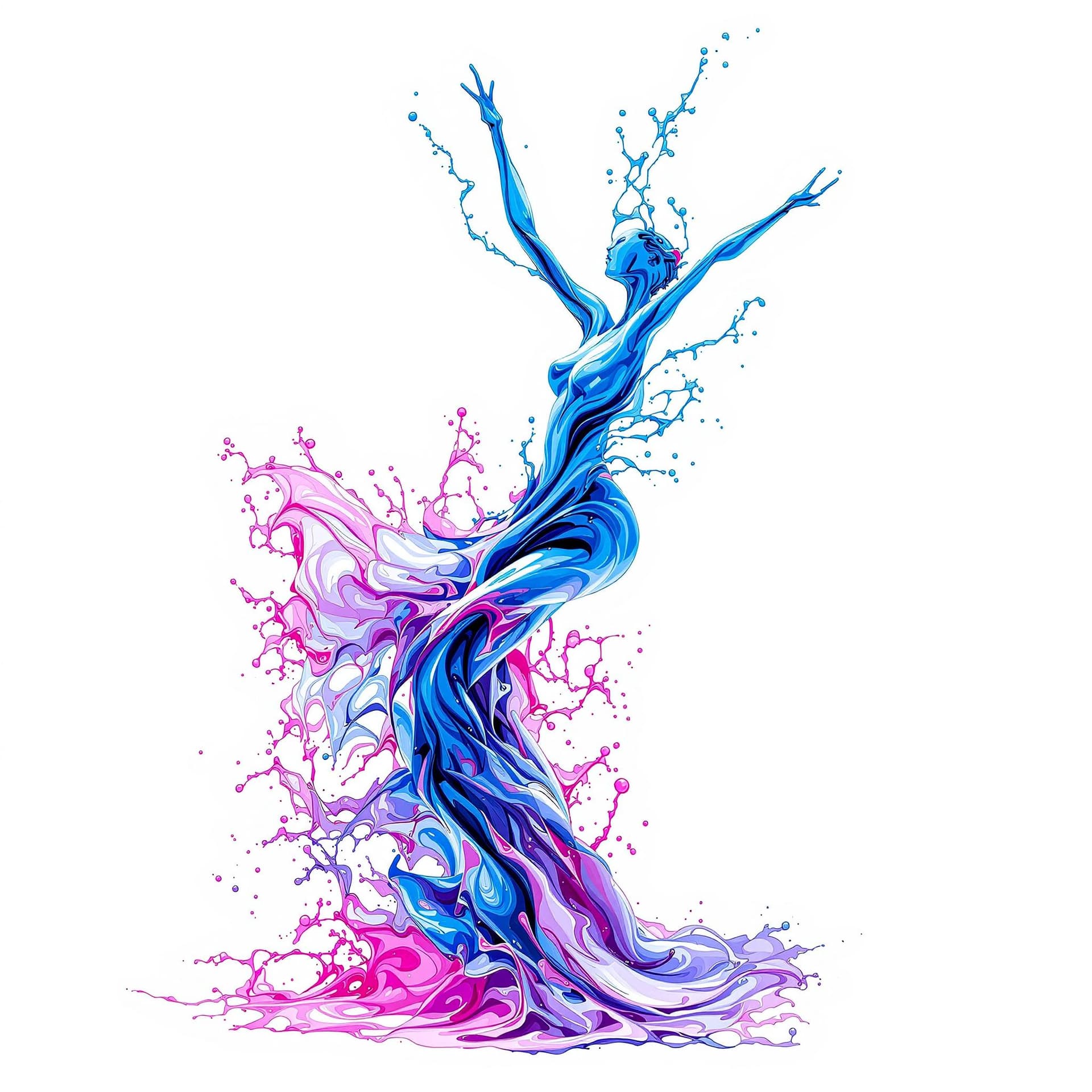 AI generated: Create an artistic image of a fluid sculpture resembling a dancer. The figure should be made of swir...