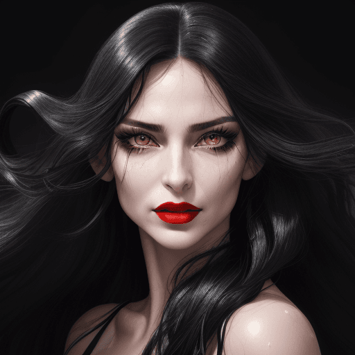 AI generated: A high-resolution photo of a fit model possessing long flowing black hair, mascara, black eyes, make...