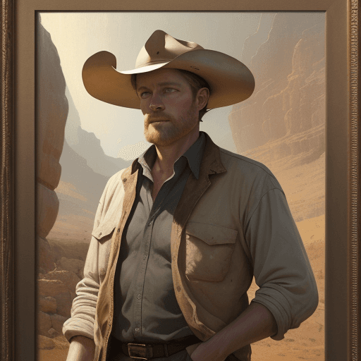 AI generated: new art : a 40 years old white man with archaeologist clothes. satara by johnny taylor, in the style...