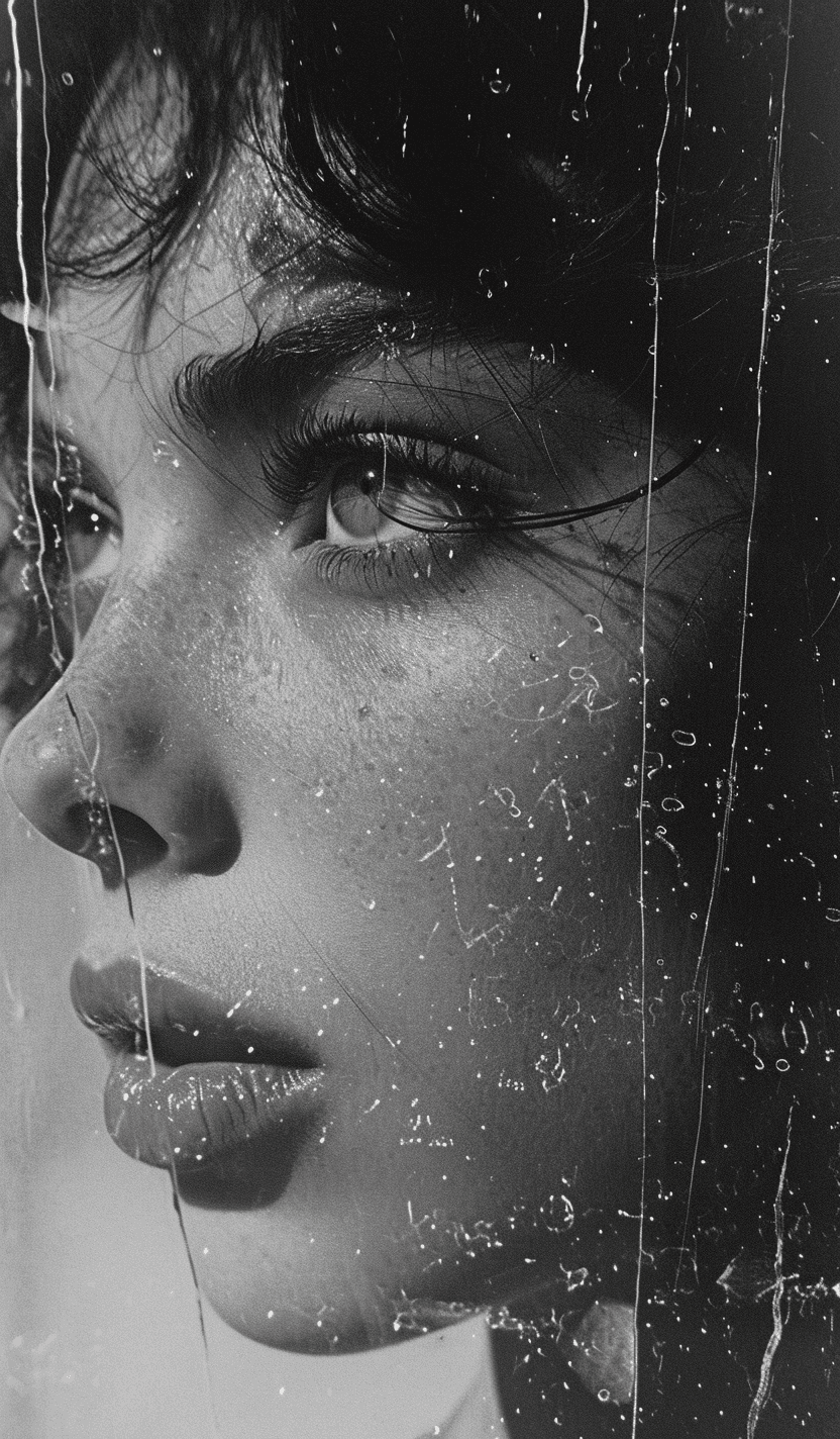 AI generated: black and white portrait of a woman, 1972, in the style of Bettina Rheims, louis stettner, captivati...