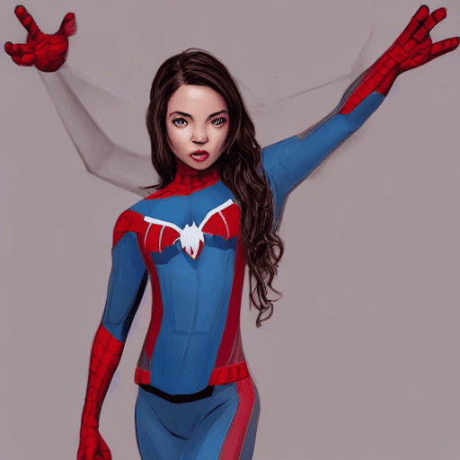 AI generated: sydney sweeney , suit spider-woman , spider-man costume , full body shot , detailed face , detailed ...