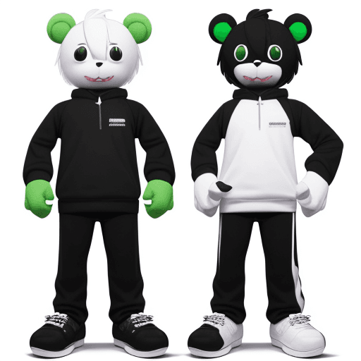AI generated: Create 'Remmie' an mascot with black, white and green color. Make him in the same style as Billy (fr...
