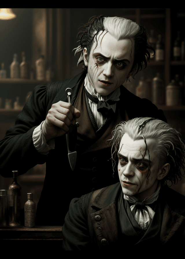 AI generated: Sweeney Todd the demon barber of Fleet Street, 4k