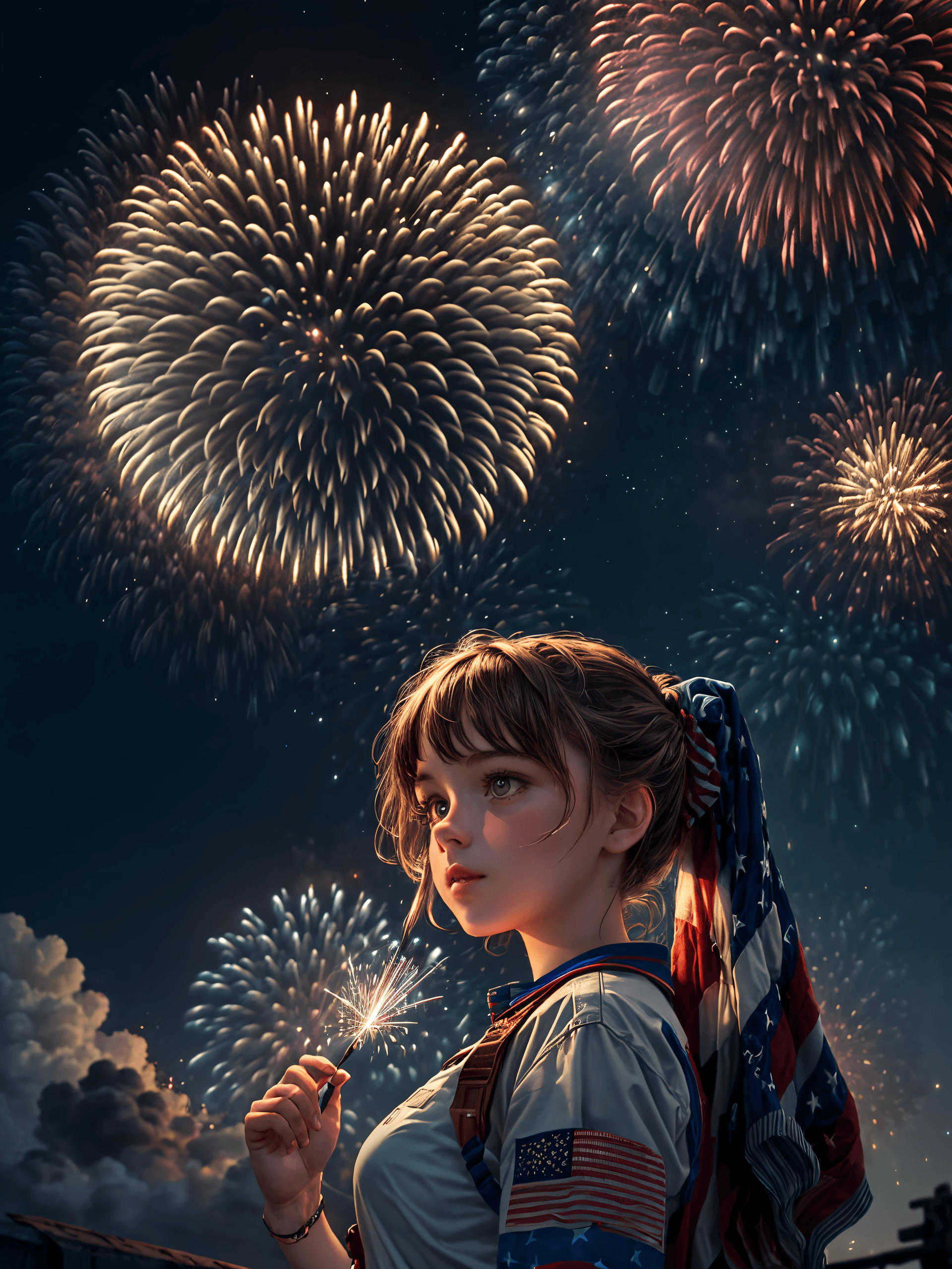 AI generated: (Award Winning , Masterpiece, Illustration:1.2) , The Personification of (Independence Day Holiday:1...
