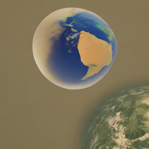 AI generated: A record, double exposure of planet earth, earth tone colors, raw, 