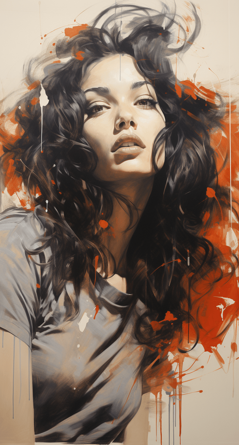 AI generated: a drawing of a woman with her hair in the air it is black and white, in the style of mark lague, hyp...