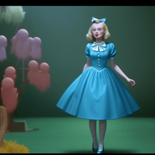 AI generated: Screengrab of 1950's Super panavision 70 movie. Retro in color. Alice in wonderland 