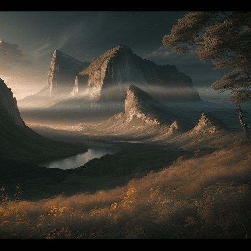 AI generated: a beautiful view of landscape, 8k, professional,extremely detailed cinematic lighting poster award w...