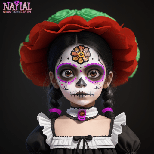 AI generated: niña de dia de muertos, calaverita, nombre zayra