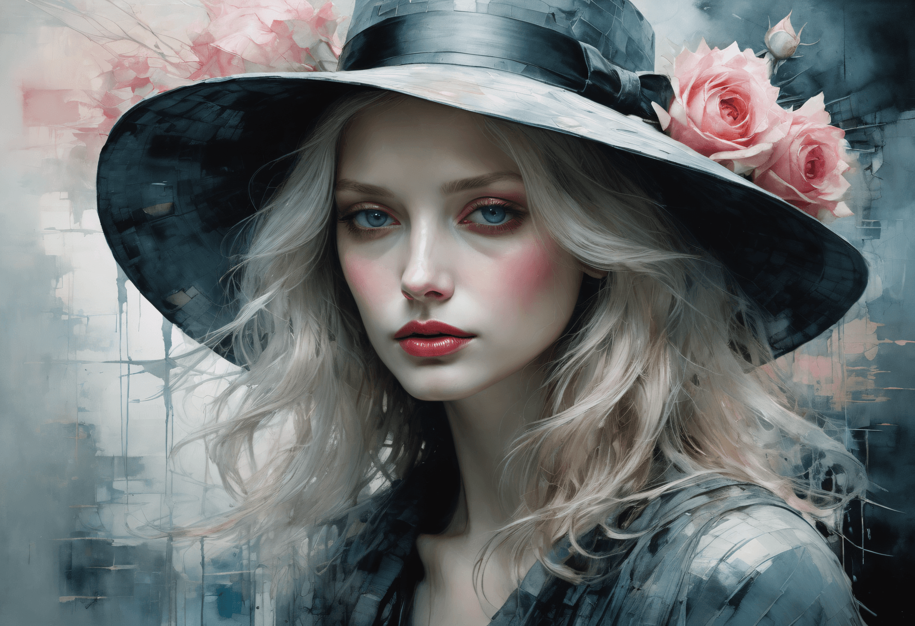 AI generated: Masterpiece, Best Quality, A lovely woman with beautiful eyes, ice blonde hair, rose lips, aloof loo...