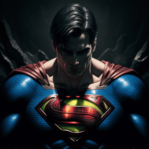 AI generated: Superman, in dynamic, atmosphere of darkness and horror, dramatic light, highly detailed, packed wit...