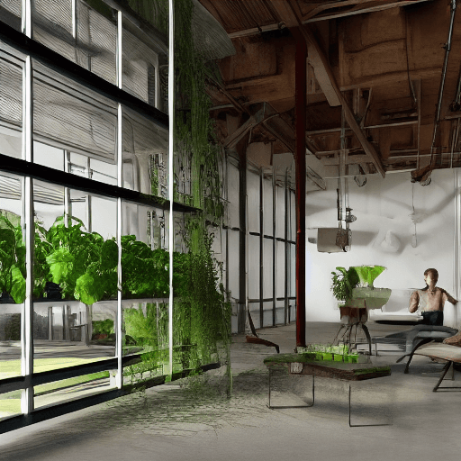 AI generated: High resolution photography interior design, wooden bench factory atmosphere
vertical farming, hydro...