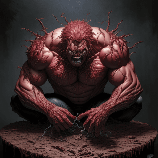 AI generated: carnage, a formidable villain, bloody, in the style of mike deodato, realistic detail, realistic hyp...