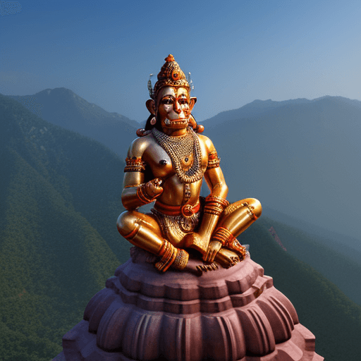 AI generated: create a statue of lord ram with hanuman on a mountain make it realistic
