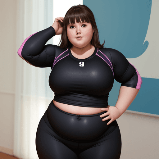 AI generated: Chubby girl wearing tight volleyball pants