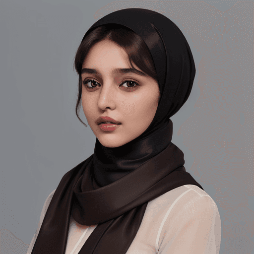 AI generated: "Her short, brownish hair was modestly covered by a beautiful hairscarf, in keeping with her Muslim ...
