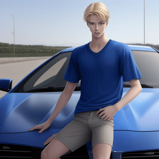 AI generated: A guy, born in 2002, tall, blond hair, blue eyes, has a car, very athletic, handsome, realistic body...