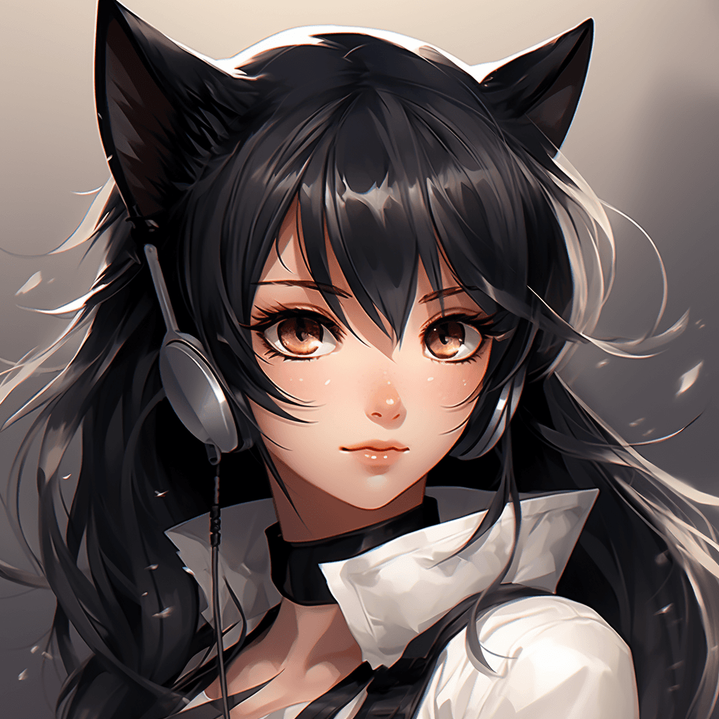 AI generated: Anime girl with black hair and white collar cat ears, Anime girl with cat ears, anime moe art style,...