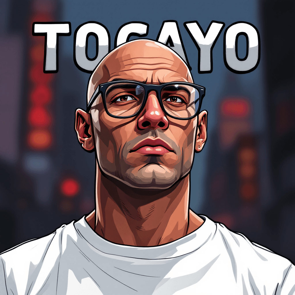 AI generated: Cartoon illustration, comic book cover featuring a handsome Caucasian bald man, clean face, clean sh...
