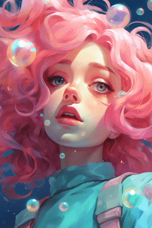 AI generated: Anime illustration, close-up view, Fisheye, a vibrant anime character, with a mischievous expression...