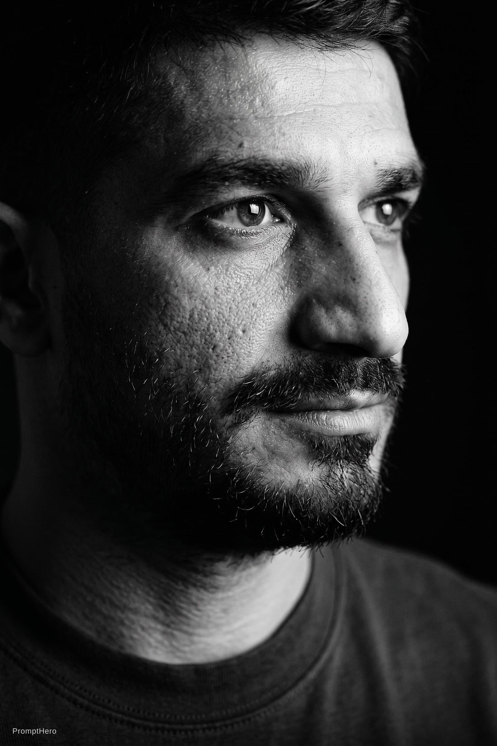 AI generated: # Goal
Generate a high-quality, photorealistic close-up black and white portrait image that captures...