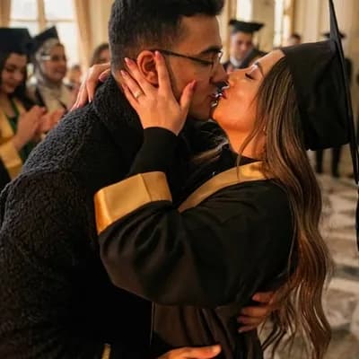 AI generated video: A hyper-realistic, cinematic masterpiece of a couple lost in a moment of intense, wild love. The man...