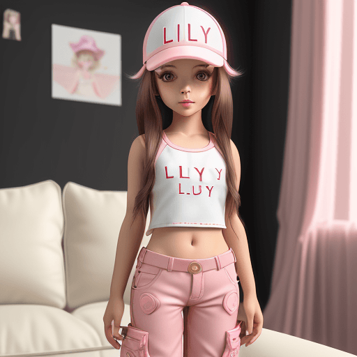 AI generated: Image AI art the name Engraved “LILY 💋" Little Girl beautiful pink pants with details and body top ...
