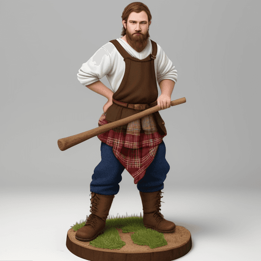 AI generated: peasant lumberjack dnd on white background full-length
