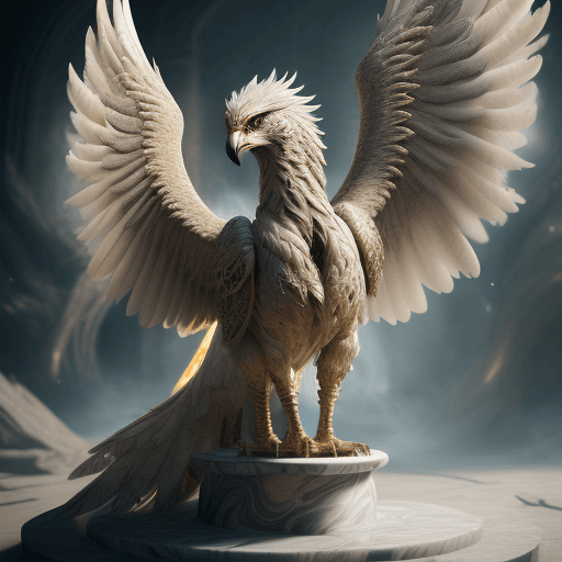 AI generated: magnificent detailed griffin:: wings wings outstretched with fire tips on feathers::intricate ornate...