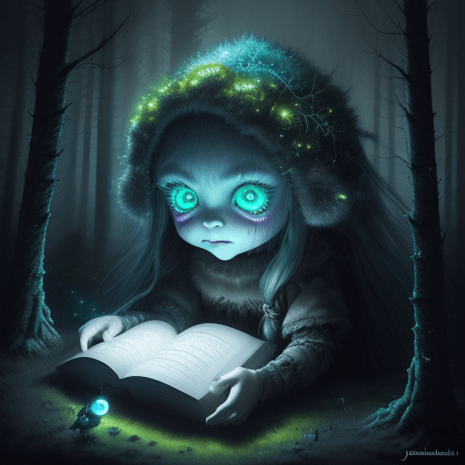 AI generated: 
ultra highly detailed, 

luminism, cute vivid tiny girl
extremely big sharp glowing eyes,

troll op...