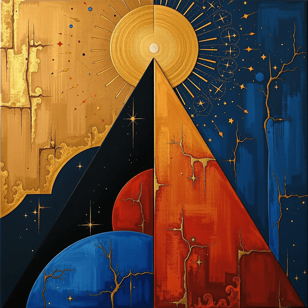 AI generated: Erhabenheit (Neo-Suprematismus & Renaissance): "Eine neo-suprematistische Komposition, die das GefÃ¼...