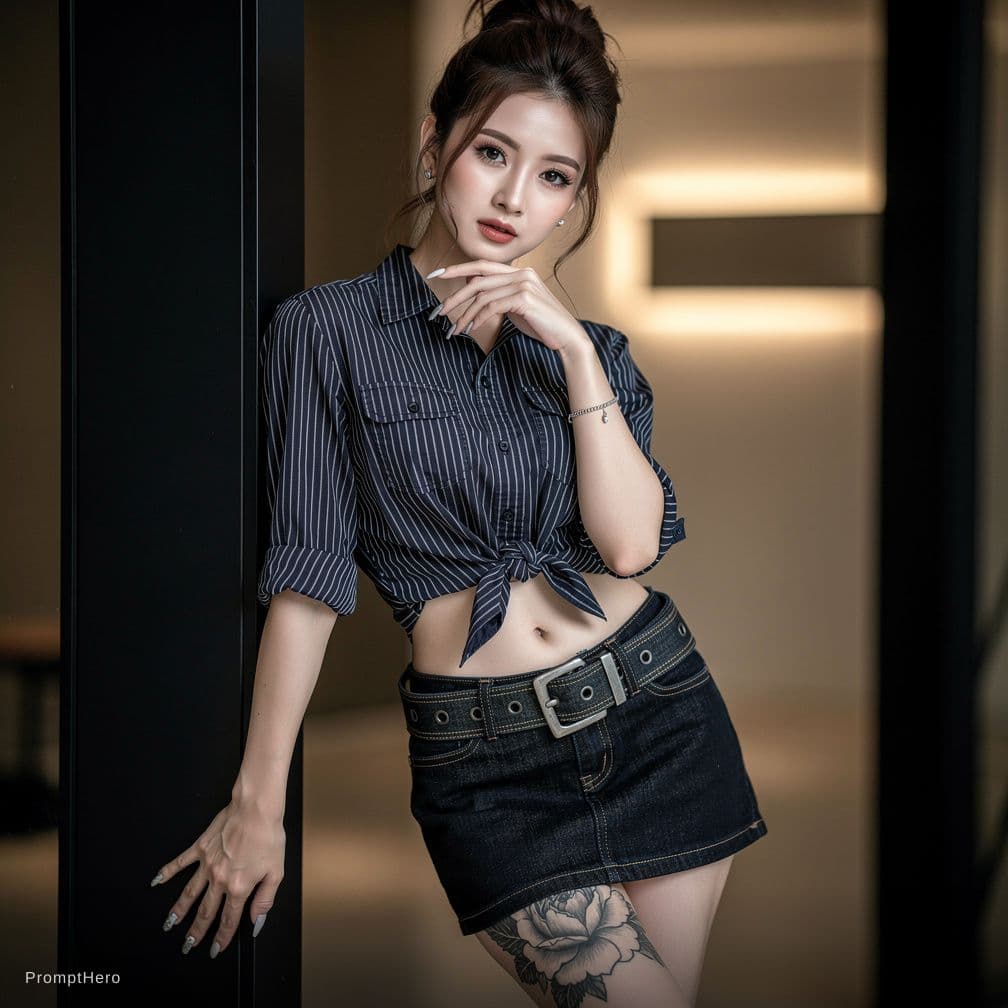 AI generated: A highly detailed, photorealistic, cinematic vertical medium-full shot of a stunning young East Asia...
