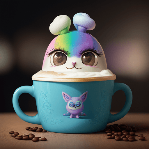AI generated: "An absolutely adorable and quirky squismallow creature with rainbow fur is depicted in a medium pro...