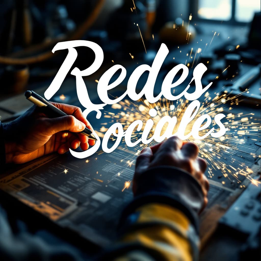 AI generated: escribir Redes Sociales con letra cursiva con mangueras hidráulicas industriales