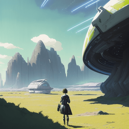 AI generated: futuristic sci fi landscape, rural area of ​​the future, a beautiful scenery, acrylic painting, tren...