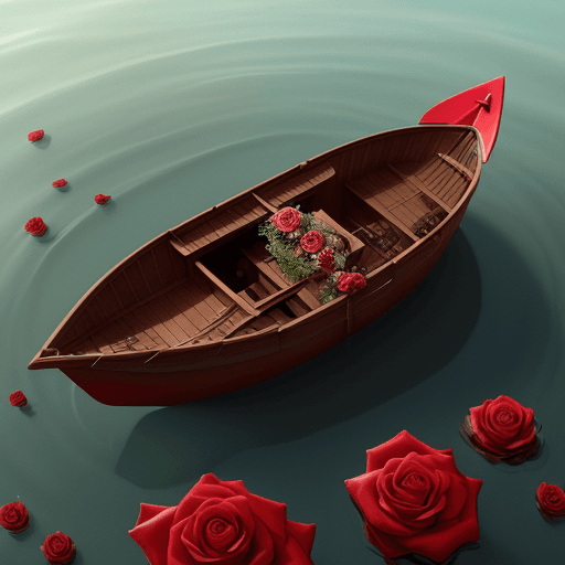 AI generated: A rose in a boat, floting in hell