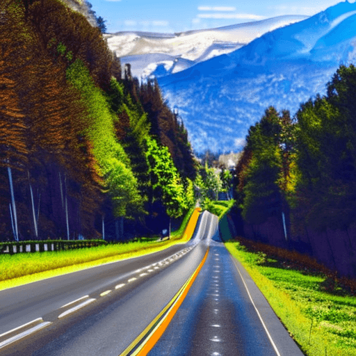 AI generated: road scene scenery sustainable transportation renewable driving modern green ai vegetation power ele...