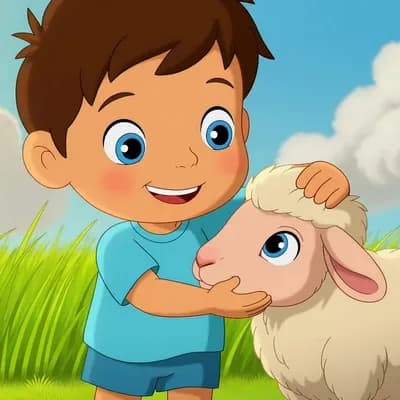 AI generated video:  make an animated video of a rhyme "lakdi ki kathi".   A five-year-old boy with brown hair and blue ...