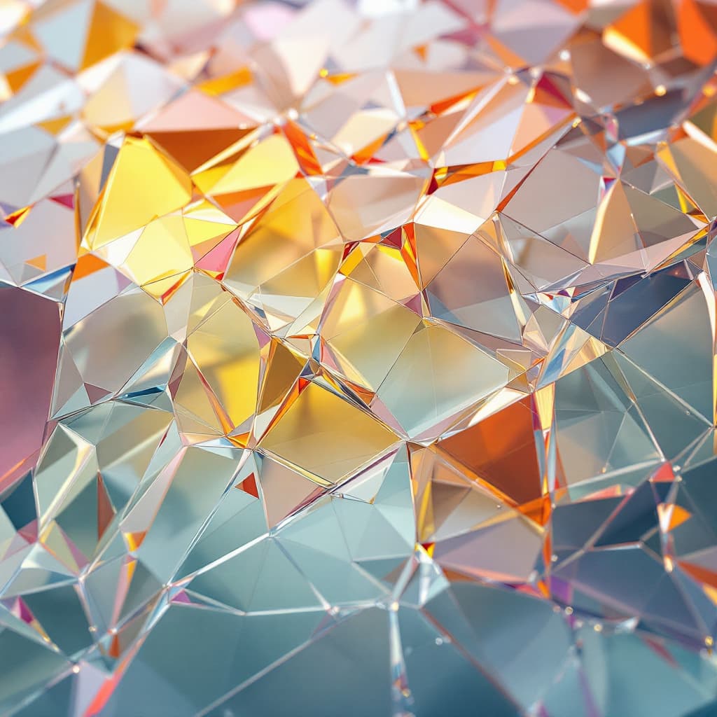 AI generated: Ultra-detailed 3D render of a translucent glass background with geometric fractal patterns, resembli...